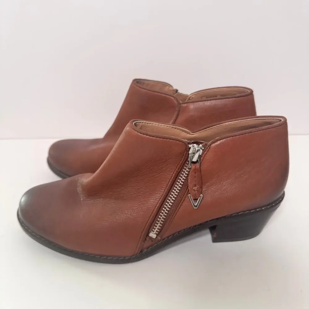 Vionic Women Jolene Bootie Ankle Boot Size 7.5 Leather Neutral Minimal Heritage